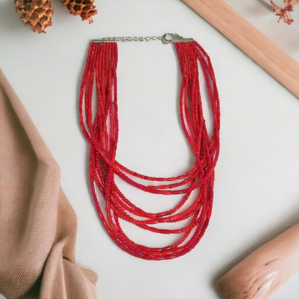 Jay King Desert Rose Trading Necklace 925 Sterling Womens Jewelry 17" Red Coral